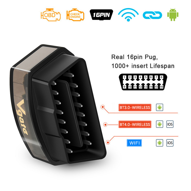 „Vgate iCar Pro ELM327 V2.3 Bluetooth 4.0 WIFI OBD 2 OBD2“ automobilių diagnostikos įrankių nuskaitymas ELM 327 automatinės diagnostikos įrankis, skirtas IOS / Android