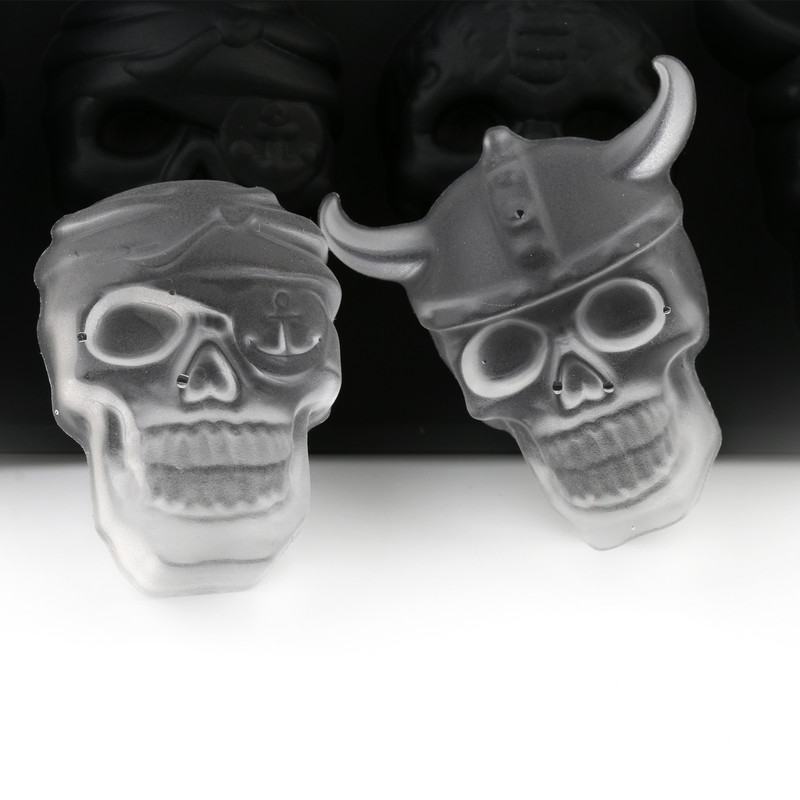 10 ląstelių 3D kaukolės ledo kubelio forma Silikono ledo kubelių padėklas ledo kubelių gaminimo mašina „pasidaryk pats“ viskio kokteilių ledo rutuliukų forma šokolado tešlos forma