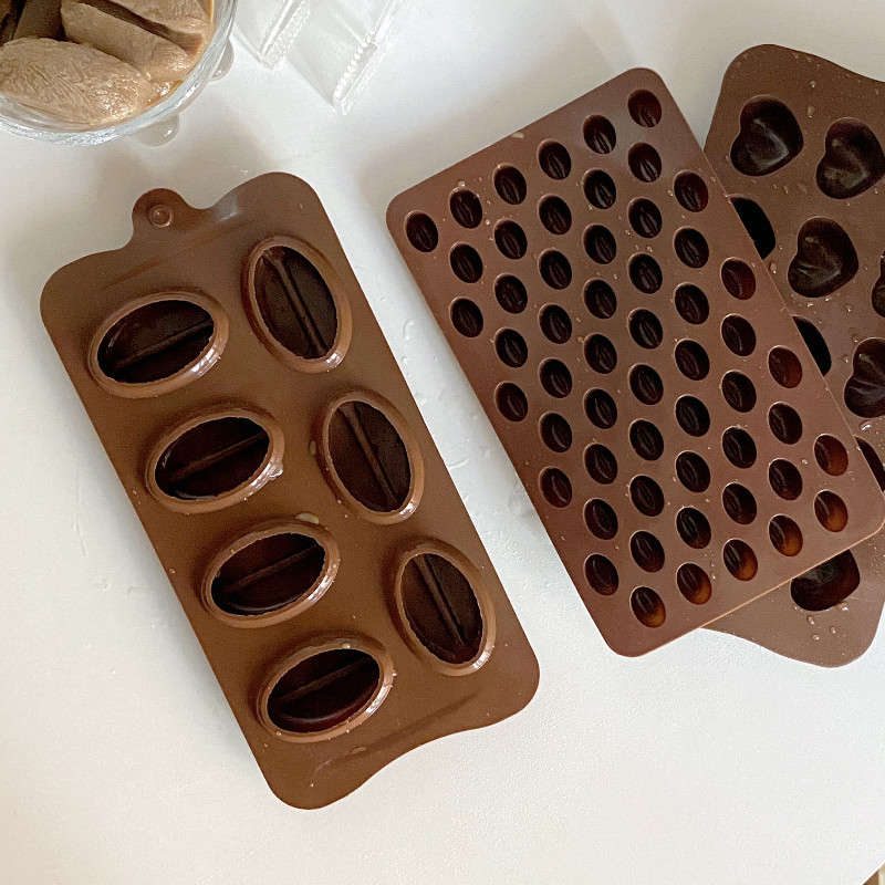 Aukštos kokybės silikono kavos pupelių ledo kubelio grotelės kakavos pupelių ledo kubelio kūrybingas šaldyto ledo bloko ledų formos dizainas