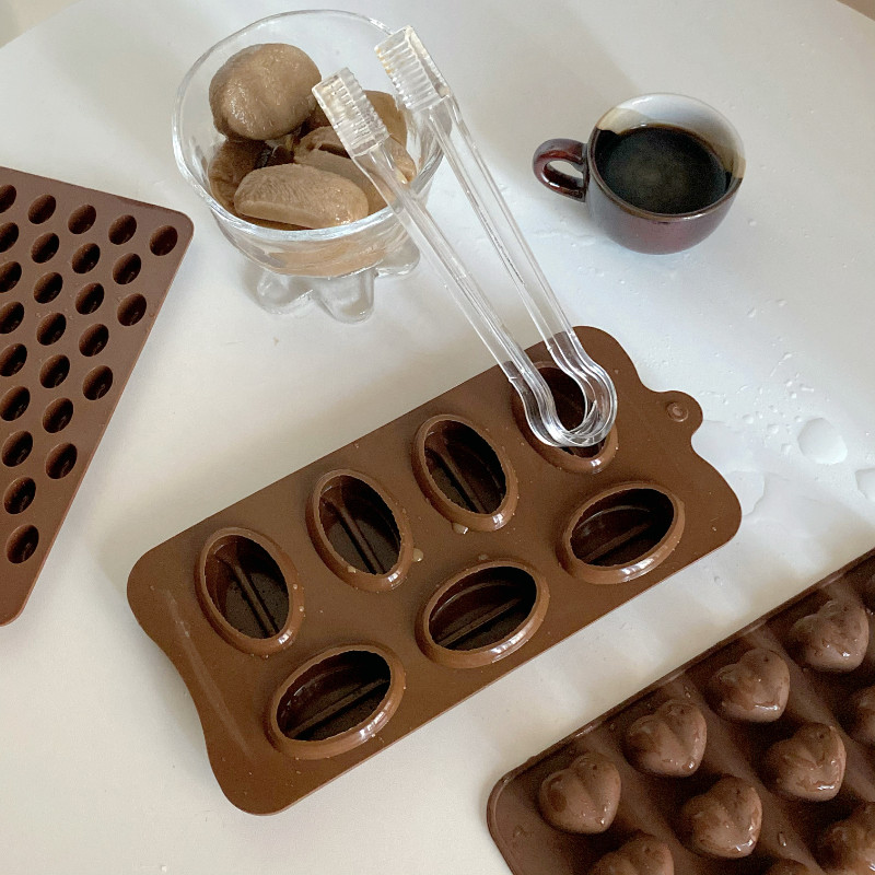 Aukštos kokybės silikono kavos pupelių ledo kubelio grotelės kakavos pupelių ledo kubelio kūrybingas šaldyto ledo bloko ledų formos dizainas