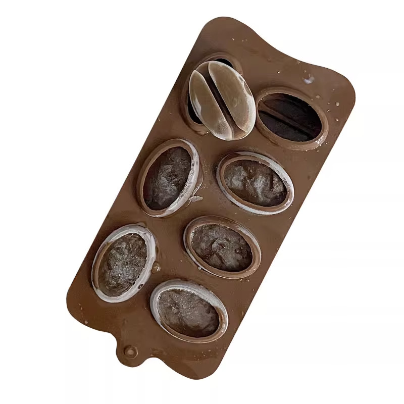 Aukštos kokybės silikono kavos pupelių ledo kubelio grotelės kakavos pupelių ledo kubelio kūrybingas šaldyto ledo bloko ledų formos dizainas