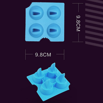 3D Форма за перка на акула Силиконова форма за кубчета лед Форма за замразяване Тава Машина за сладолед Машина за производство на кубчета лед Форма за коктейли Аксесоари за кубчета лед за уиски