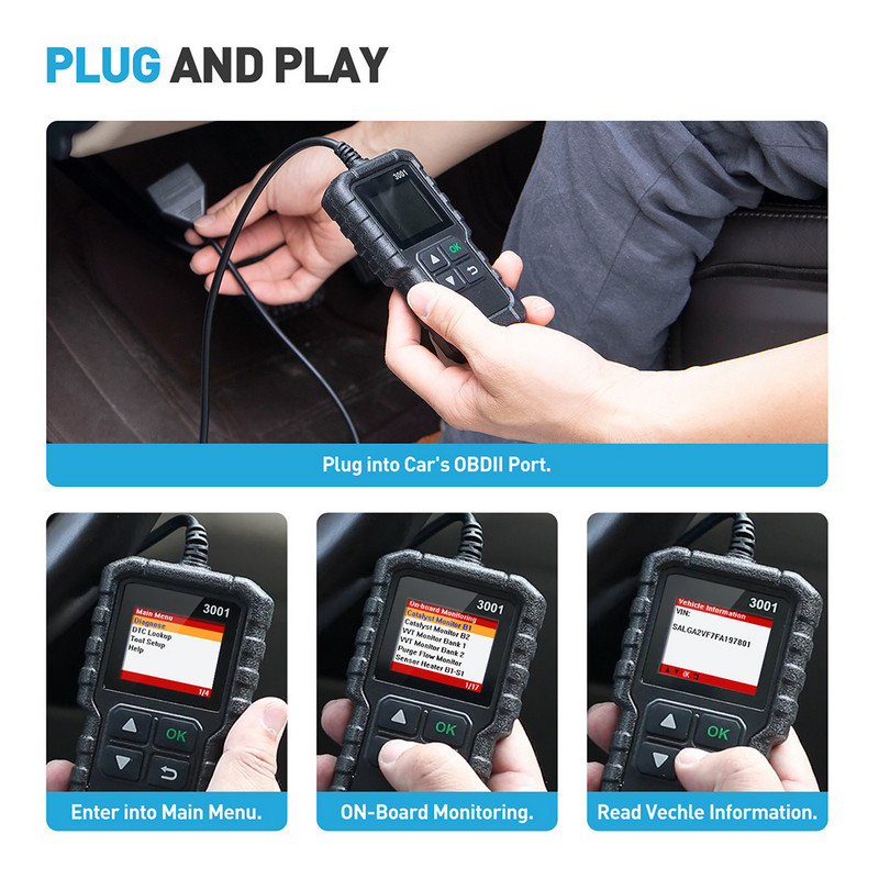 Koodilugejad Kaasaskantavad Mini CR3001 Autodiagnostika tööriistad Tugi Valgusskannerid Instrumentide komponentide tööriistade testimine