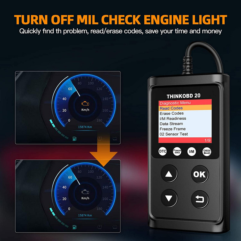 THINKCAR THINKOBD 20 OBD2 Scanner auto Instrument de diagnosticare Scanner auto Cititor complet de coduri de verificare a motorului ODB2 Diagnosticare automată