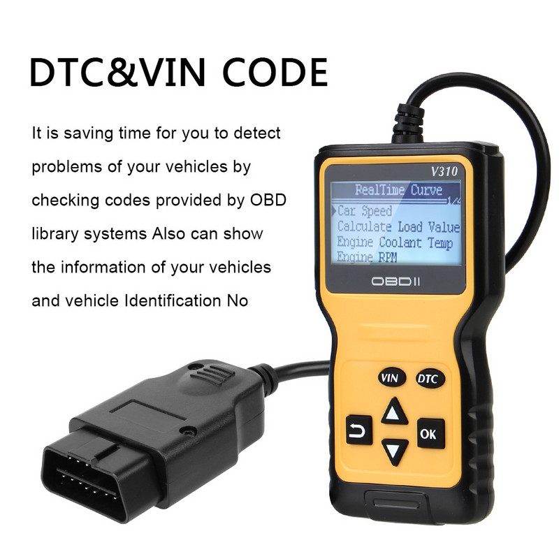 Automobilių priedai V310 OBD2 kodų skaitytuvas OBDII EOBD skaitymo/išvalymo gedimų nuskaitymo įrankis Automobilio automatinės diagnostikos įrankis OBD2 skaitytuvas ELM 327