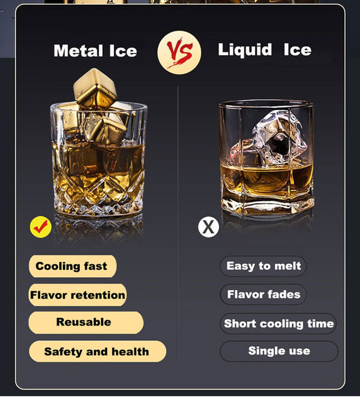 Viskio akmenų dovanų rinkinys Baras Įrankiai Gėrimai Alus Širdies formos Akmuo Daugkartinis Atšaldymas Akmuo Auksas 304 Nerūdijančio plieno Ledo kubas