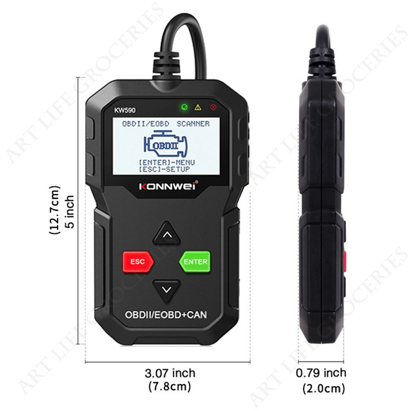 KONNWEI KW590 OBD2 auto veadiagnostika instrument 12V auto veoauto detektor skanner CAN J1850PWM J1850VPW ISO9141 KWP2000
