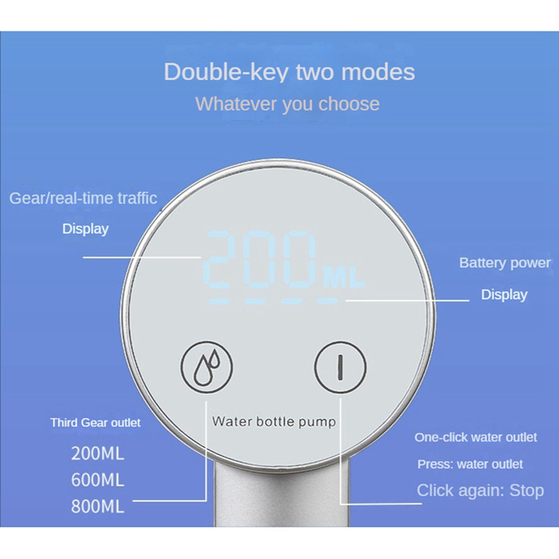Vízpalack szivattyú háztartási USB elektromos összecsukható vízszívó készülék vízadagoló vízszivattyú 5 gallonos palackhoz