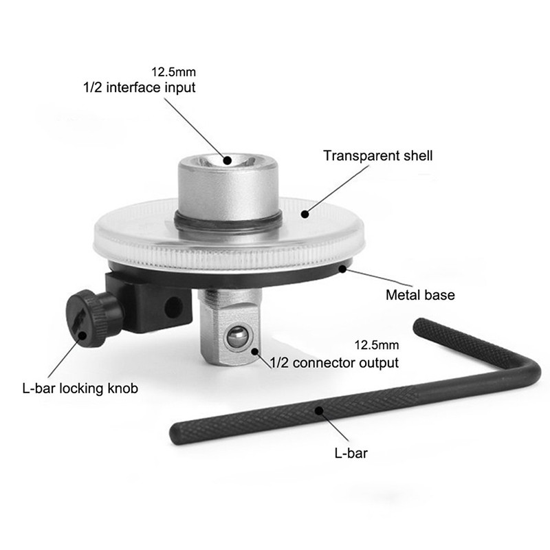 Podesivi mjerač kuta pogonskog momenta od 1/2 inča, komplet ručnih alata za popravak automobila, garaža, alat za mjerenje rotacije za ručne alate, ključ
