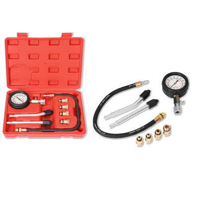 Kit de testare pentru manometru pentru motocicletă pentru mașină, motor pe benzină, compresie, scurgeri, diagnosticare, contor de compresie, cutie de instrumente 8 buc 3 buc