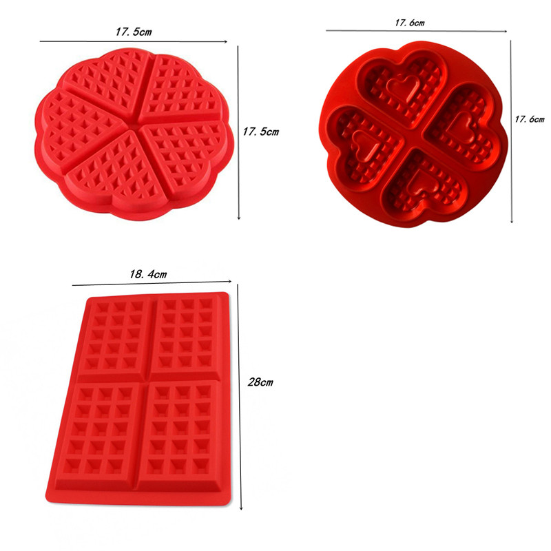 3 vrste Silikonski kalup za vafle Četvrtasti okrugli kalup za pečenje kolača od vafla Muffini za čokoladni kruh Posude za pečenje Kuhinjski pribor