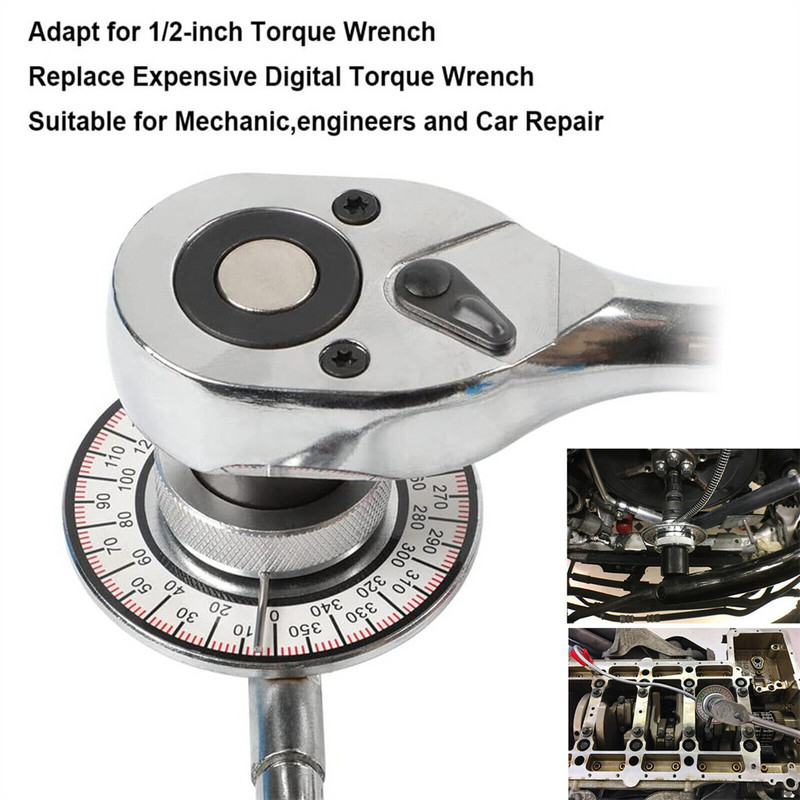 Professionaalne mõõteriista ajami pöördemomendi nurgamõõtur 360° reguleeritav 1/2" ajam