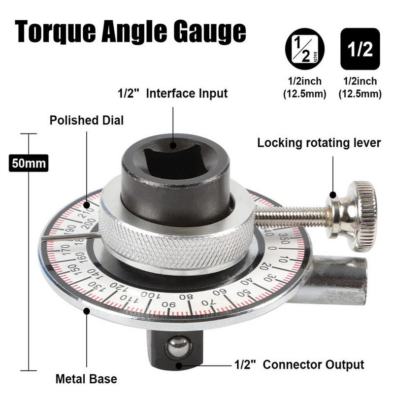 Professionaalne mõõteriista ajami pöördemomendi nurgamõõtur 360° reguleeritav 1/2" ajam