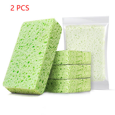 2 τεμ. Γαλλικό φυσικό πολτό ξύλου, βαμβακερό σφουγγάρι καθαρισμού διπλής όψης Μαξιλάρι καθαρισμού οικιακής χρήσης Πανί κουζίνας Αξεσουάρ πιάτων κουζίνας