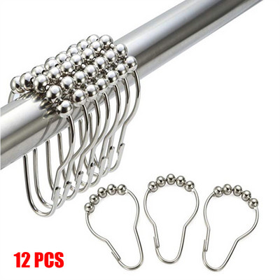 12 tk dušikardina konksud rõngad roostekindel metallist sile vannitoa jaoks SP99