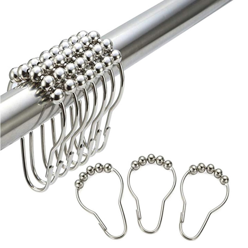 12 tk dušikardina konksud rõngad roostekindel metallist sile vannitoa jaoks SP99