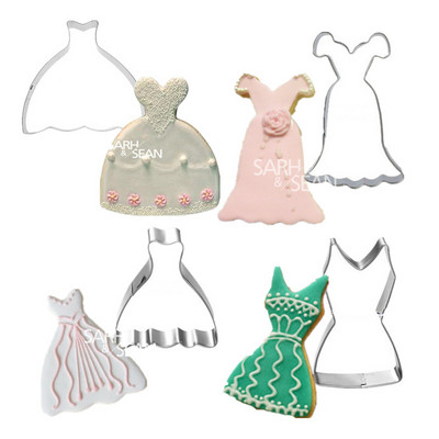 5 стила Сватбена женска рокля от неръждаема стомана Формички за бисквити Фондан Бисквити Резци Инструменти Декорации