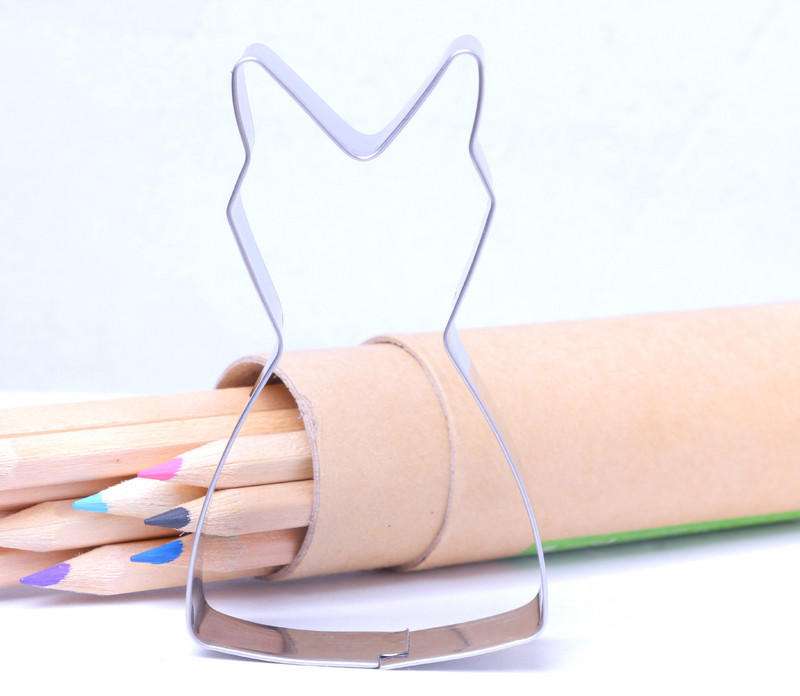 5 stílus Rozsdamentes acél esküvői női ruha Süteményvágók Fondant Keksz Vágók Eszközök Dekorációk