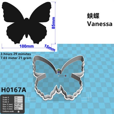 Četiri specifikacije Leptir kukca iz crtića, Vanessa, plastični kalup, alat za fondan za torte, kolačići za sushi i rezači za voće