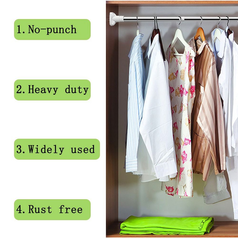 Nauji teleskopiniai drabužių strypai be smūgio dušo užuolaidų strypai Reguliuojami paprasti atraminiai strypai Daugiafunkciai buitiniai pakabinimo strypai