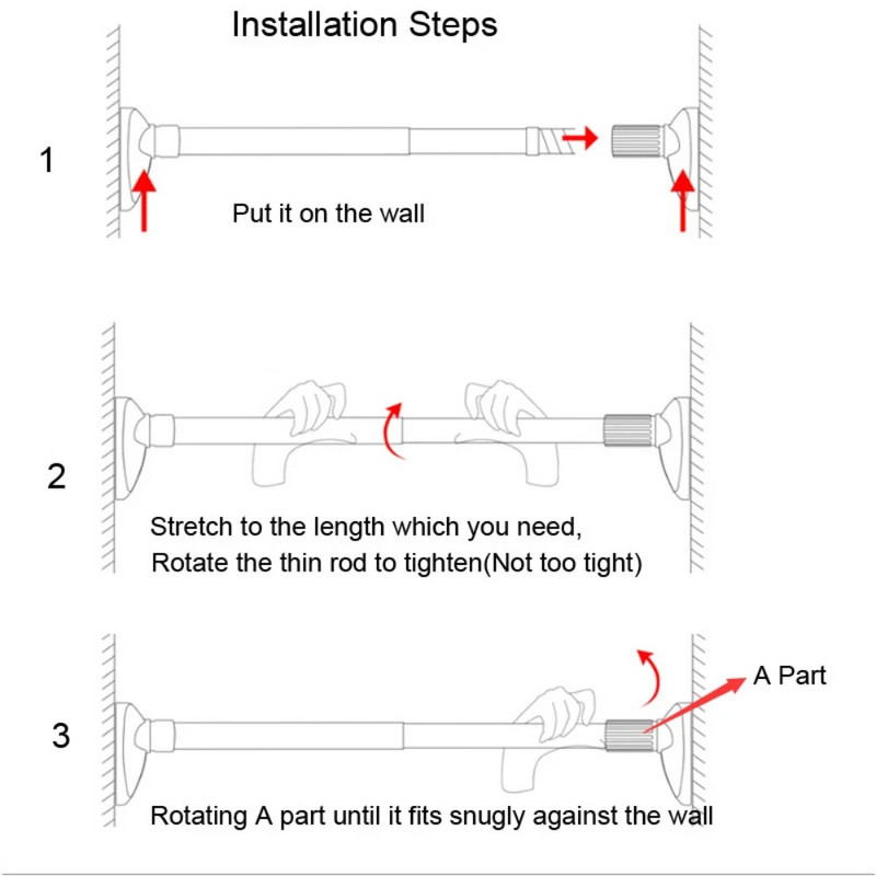 Nauji teleskopiniai drabužių strypai be smūgio dušo užuolaidų strypai Reguliuojami paprasti atraminiai strypai Daugiafunkciai buitiniai pakabinimo strypai