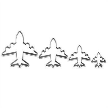 Четири спецификации Анимационен самолет, Пътнически самолет, Пластмасова форма, Инструмент за фондан за торта, Суши за бисквитки и Фрези за плодове