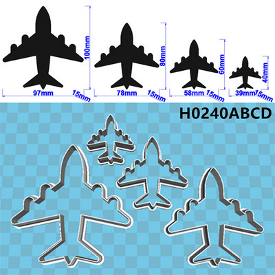 Četiri specifikacije Crtani zrakoplov, putnički zrakoplov, plastični kalup, alat za fondan za torte, kolačići za sushi i rezači za voće
