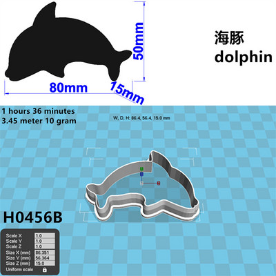 Četiri specifikacije Crtani morski sisavac, mali dupin, plastični kalupi, alati za fondan za torte, kolačići za sushi i rezači za voće