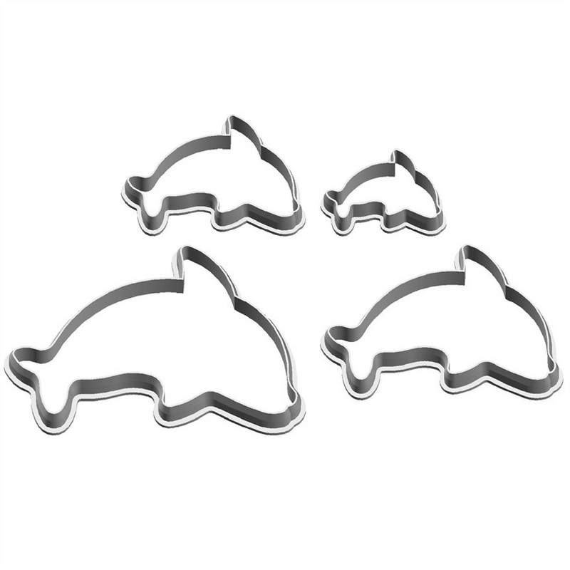 Četiri specifikacije Crtani morski sisavac, mali dupin, plastični kalupi, alati za fondan za torte, kolačići za sushi i rezači za voće