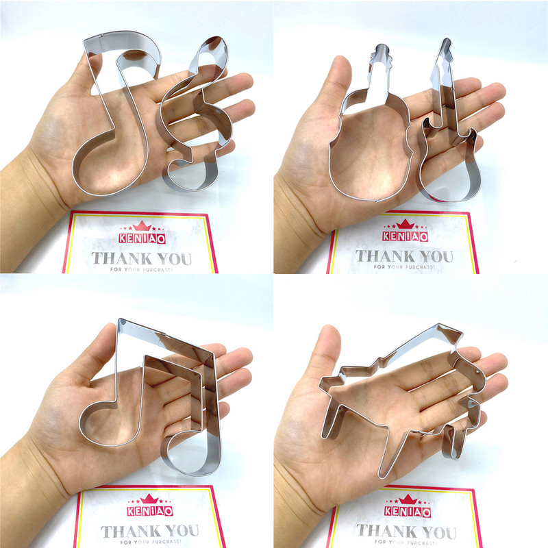 KENIAO glazbeni rezač za kolačiće - violina, klavir, električna gitara, glazbena nota, G ključ Kalup za kruh od fondanta za kekse - nehrđajući čelik