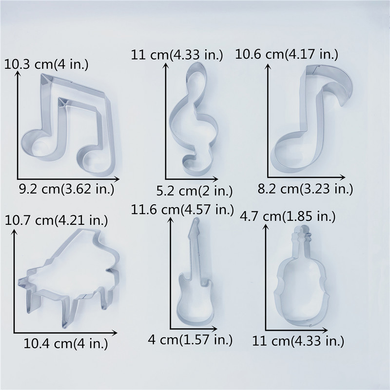 KENIAO glazbeni rezač za kolačiće - violina, klavir, električna gitara, glazbena nota, G ključ Kalup za kruh od fondanta za kekse - nehrđajući čelik