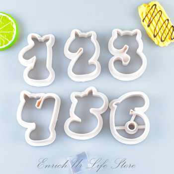 10 τμχ/σετ Αριθμός 0 έως 9 χαριτωμένο χοιρινό σε σχήμα αυτιού για μπισκότα Παιδική τούρτα γενεθλίων Εργαλεία διακόσμησης Μήτρα κοπής μπισκότων ζαχαροπλαστικής Fondant