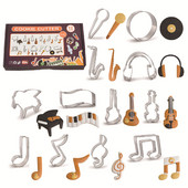 Roostevabast terasest küpsiste lõikurite komplekt noodimustriga, 12 tükki küpsetustööriistu kodus isetegemiseks