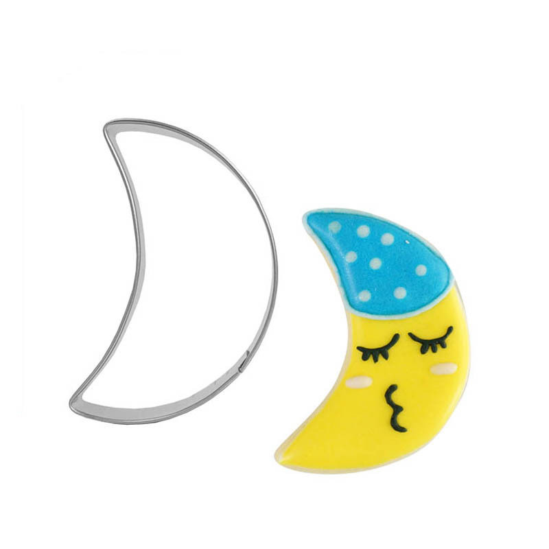 Kuu kujuga küpsiselõikur roostevabast terasest vahusõrmus Fondant templi kook reljeef küpsisvorm suhkur käsitöö küpsetamine kondiitritoodete lõikur