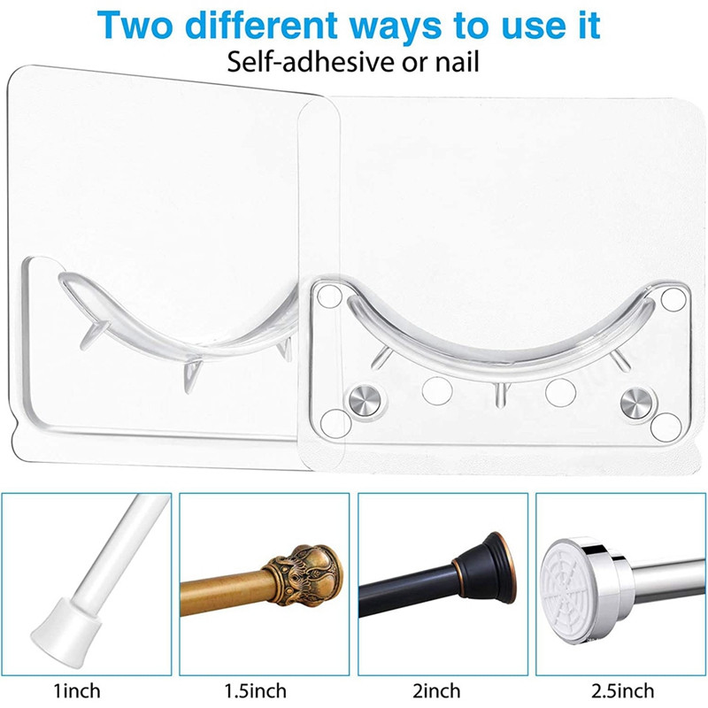 Lipnus dušo užuolaidų strypo laikiklis, sieninis dušo strypo laikiklis, montuojamas be gręžimo, lipnus strypo tvirtinimo laikiklis