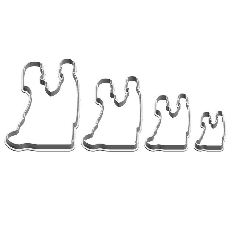 Keturios specifikacijos Valentino dienos animacinių filmų žmonės tuokiasi, plastiko liejimo formos, torto fondant įrankiai, sausainių suši ir vaisių pjaustyklės