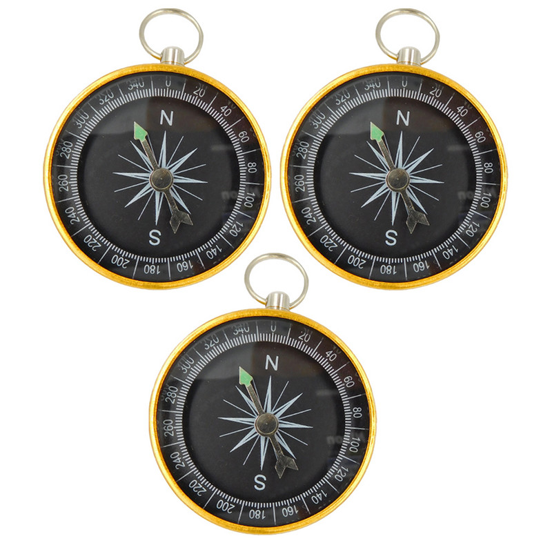 3 vnt. kompasas stovyklavimo aksesuaras, užsegamas kabliuku lauke, kūrybinis raktų pakabukas, žemėlapis, žygiai pėsčiomis