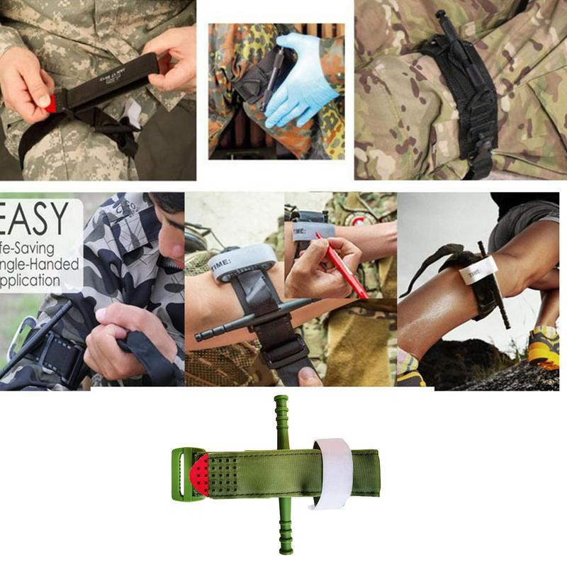 Aplicație de supraviețuire pentru garou de 95 cm Vârf roșu Ajutor pentru centură medicală de urgență pentru explorarea în aer liber. Banda cu cataramă pentru garou de urgență