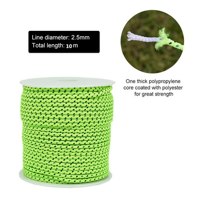 10 M helkurnöör Paracord 2,5/4 MM läbimõõduga helkurnööri välistelgi köis matkatelgi varikatuse välisvarustuse kaelarihma jaoks