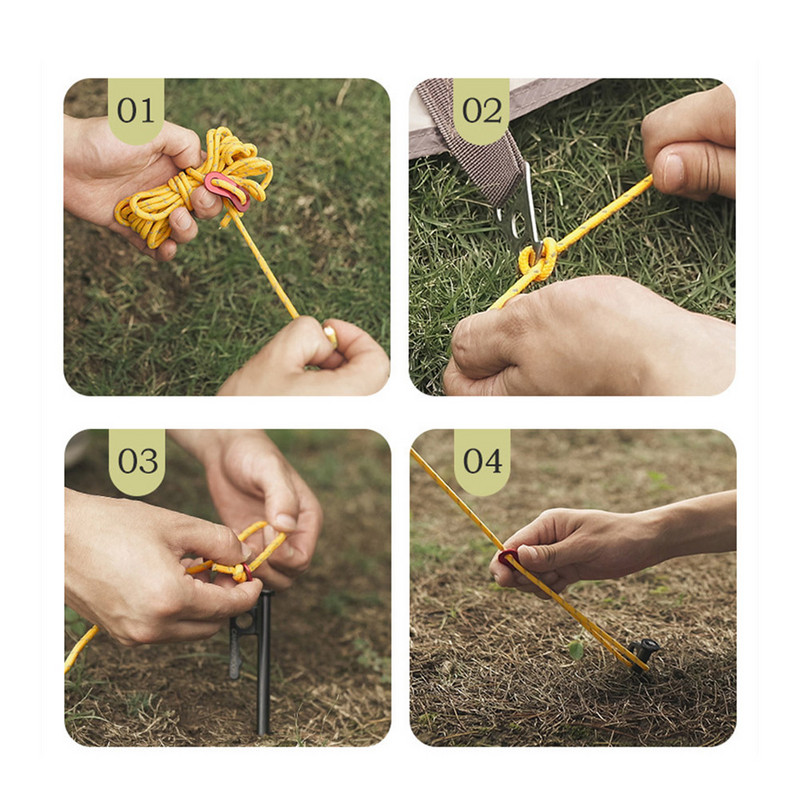 1/2 kom 4 m reflektivni šator od užeta Vanjski uže za kišobrane Uže otporno na vjetar 4 boje Podesiva kopča s duplim okom Izdržljivo uže za pričvršćivanje šatora