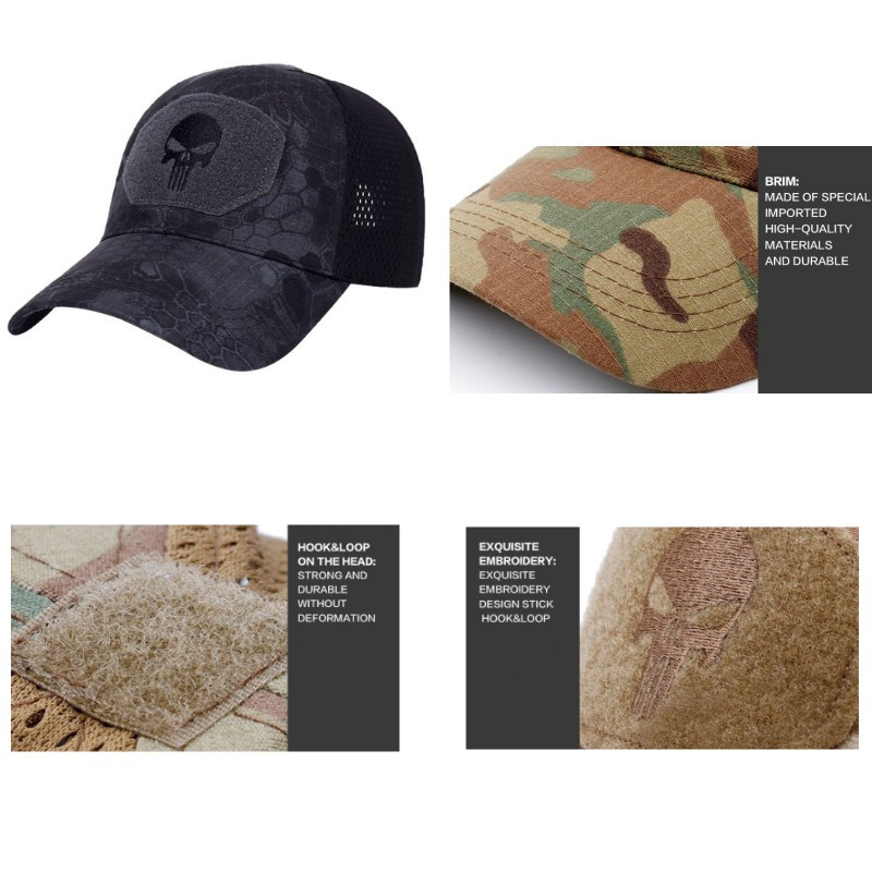 Koponya taktikai kalap katonai hadsereg sapka férfi napsapka nyári vadászat dzsungel túrázás horgászat sport sapka Camo férfi baseball sapka gyorsan szárad