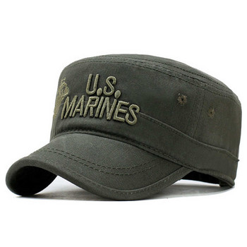 2019 Съединени щати Шапка с шапка на Корпуса на морската пехота на САЩ Военни шапки Камуфлажен плосък цилиндър Мъжка памучна hHat ВМС на САЩ Бродирана камуфлажна шапка