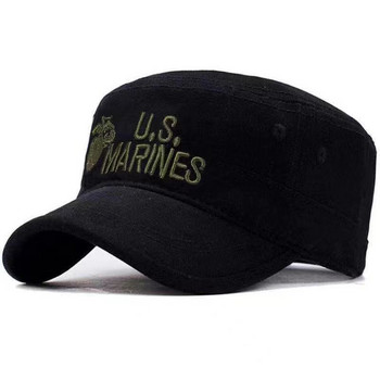 2019 Съединени щати Шапка с шапка на Корпуса на морската пехота на САЩ Военни шапки Камуфлажен плосък цилиндър Мъжка памучна hHat ВМС на САЩ Бродирана камуфлажна шапка