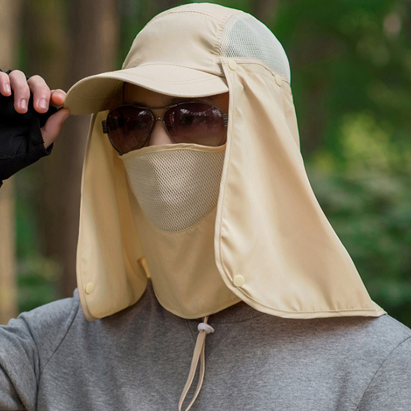 Unisex UV-kaitse õues jalgrattasõidu müts Nägu Kael Peakate Visiir klapiga müts naiste meeste matkamütsid