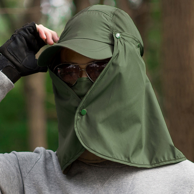 Unisex UV-kaitse õues jalgrattasõidu müts Nägu Kael Peakate Visiir klapiga müts naiste meeste matkamütsid