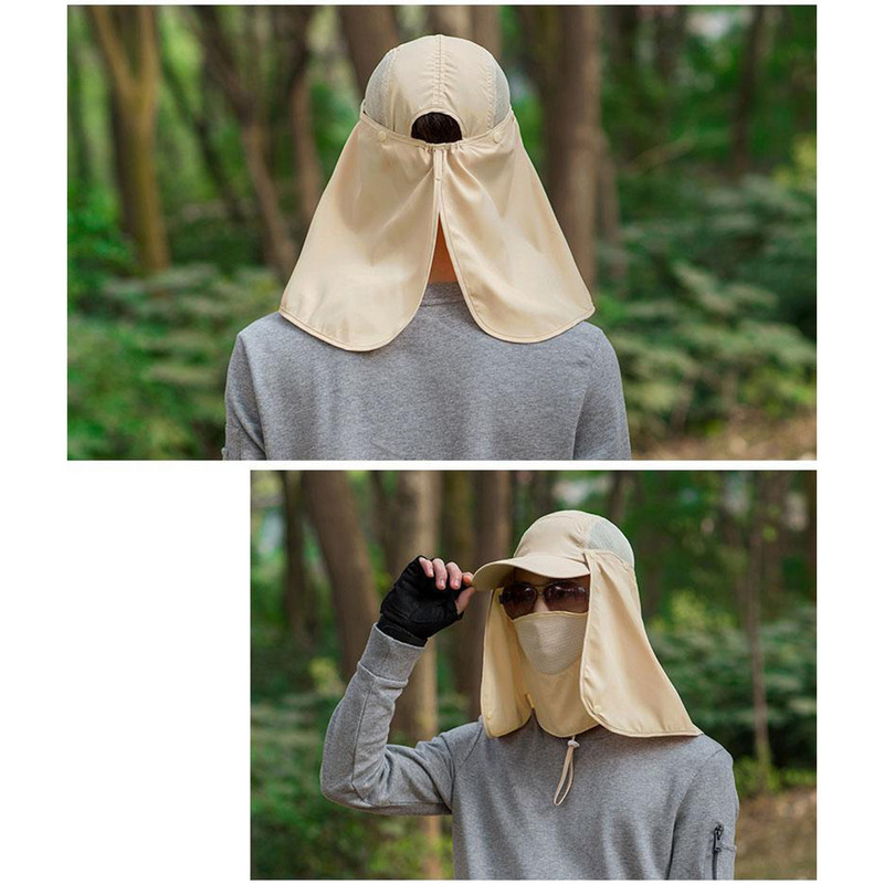 Unisex UV-kaitse õues jalgrattasõidu müts Nägu Kael Peakate Visiir klapiga müts naiste meeste matkamütsid