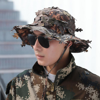 Камуфлажна външна тактическа военна шапка с 3D Bionic Leaf Army Camo Hunting Hat Hidden Jungle Sniper Hat Слънцезащитна шапка