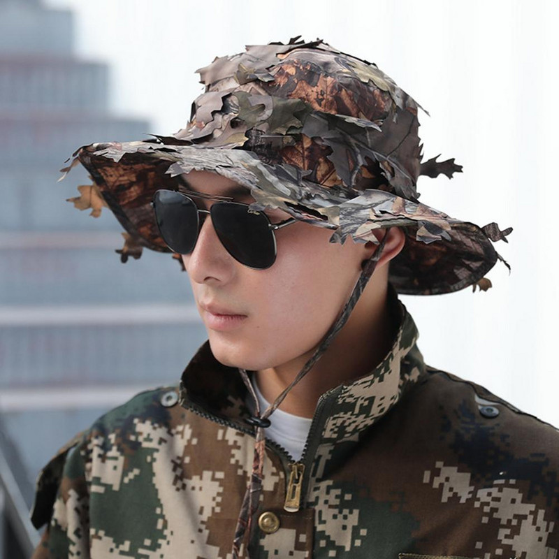 Καμουφλάζ Tactical Military Cap με τρισδιάστατο Bionic Leaf Army Camo Κυνηγετικό Καπέλο Ζούγκλας Καπέλο Sniper Αντιηλιακό Καπέλο