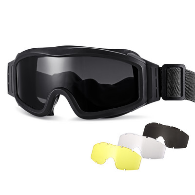 Sõjaväejahi taktikalised kaitseprillid Reguleeritavad tuulekindlad laskmise mootorratta maanteel mägironimisprillid Ohutuskaitse 3 objektiiv