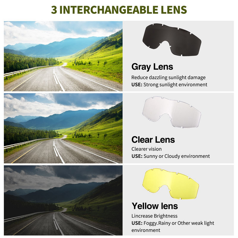 Sõjaväejahi taktikalised kaitseprillid Reguleeritavad tuulekindlad laskmise mootorratta maanteel mägironimisprillid Ohutuskaitse 3 objektiiv